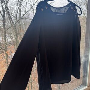 Elegant Paper Moon Black Cold Shoulder Women's Top- Black- Size L